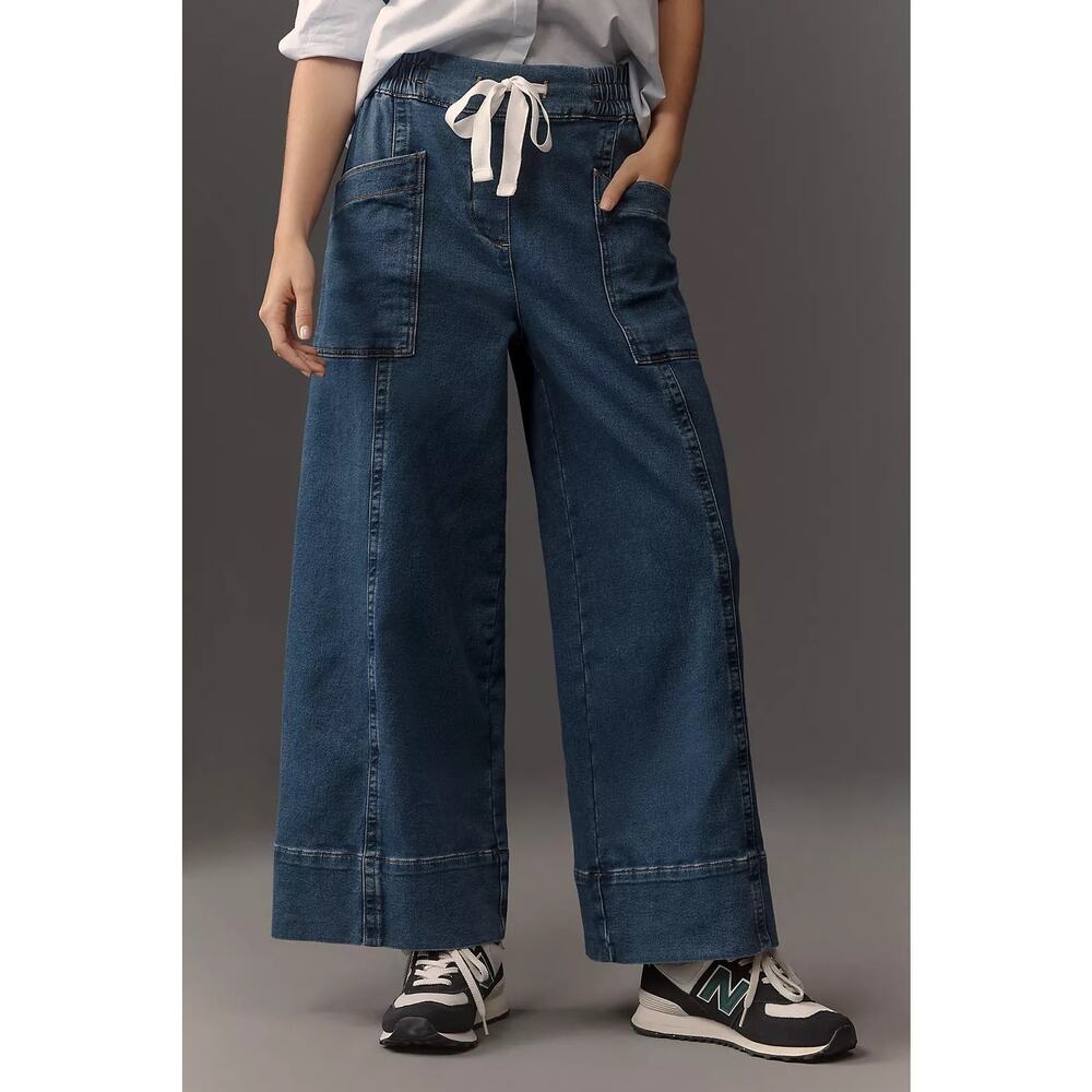 Anthropologie Maeve Tie-Waist Wide-Leg Jeans, Size Small